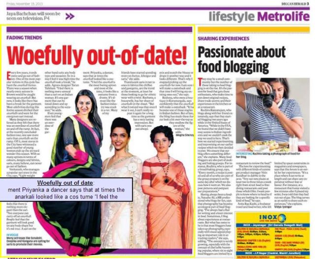 Deccan Herald Metrolife Nov 15, 2013